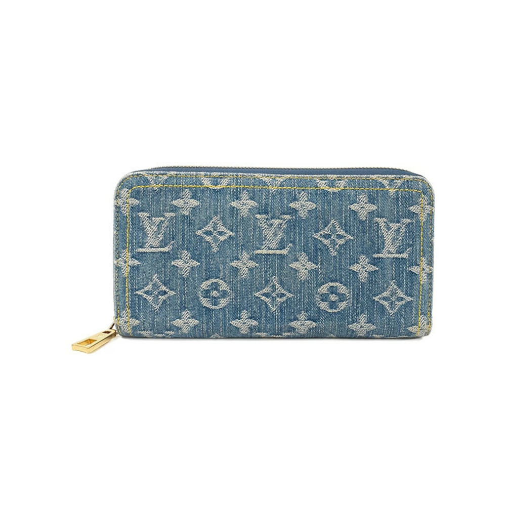Louis Vuitton Monogram Denim Zippy Wallet Round Zipper Long